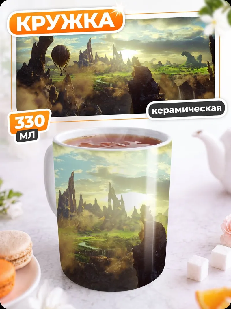 Кружка керамическая Фантастический пейзаж облака