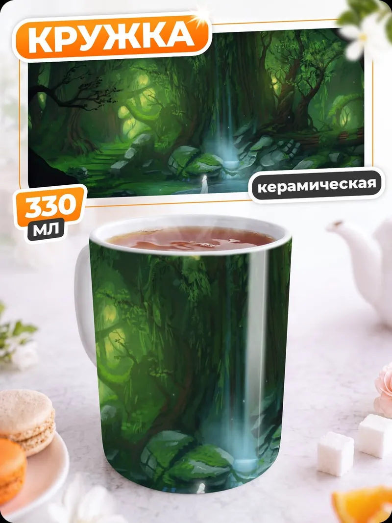 Кружка керамическая Волшебный лес с девушкой