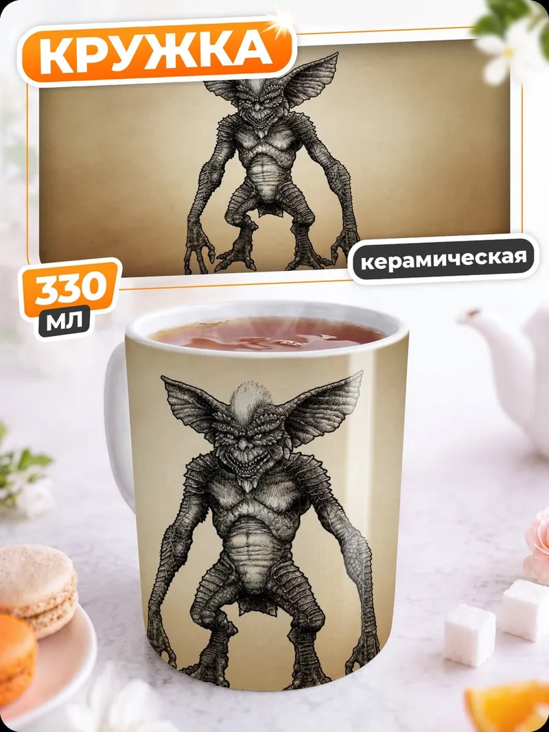 Кружка керамическая Злобный монстр гремлин