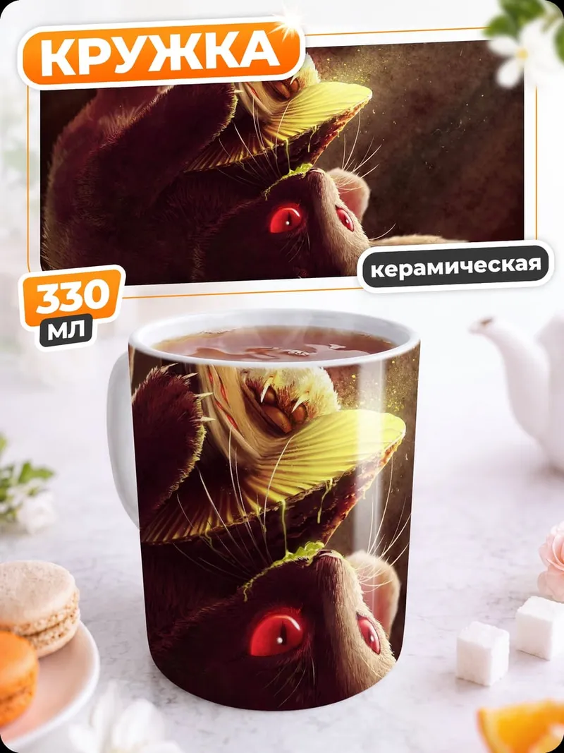 Кружка керамическая безумный кот