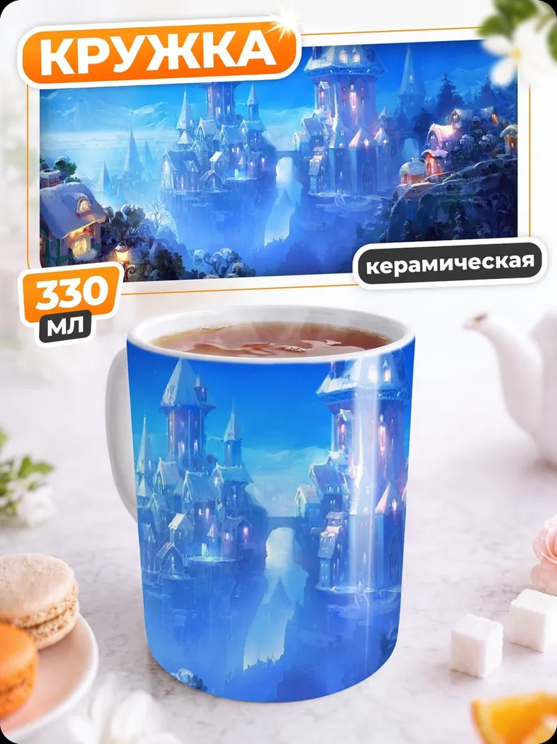 Кружка керамическая Ледяной замок ночью