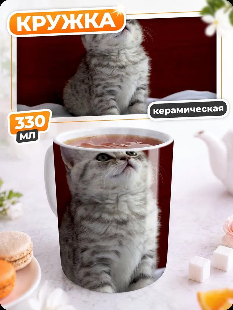 Кружка керамическая Пушистый котенок