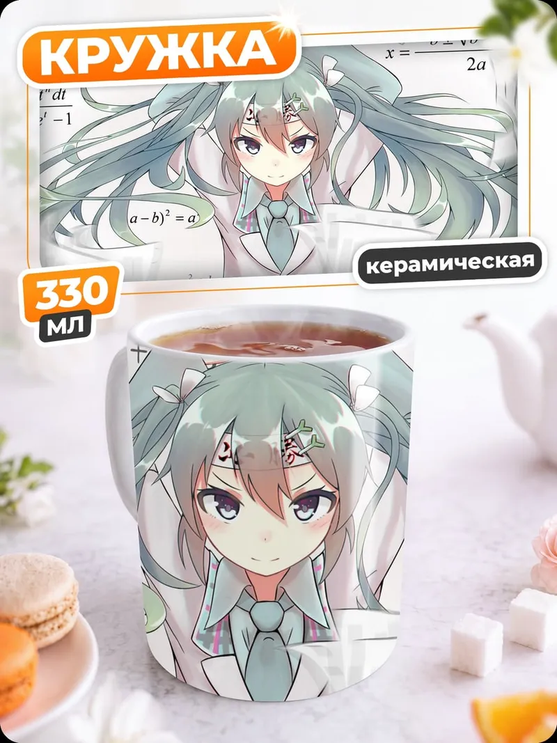 Кружка керамическая Аниме Мику Математика