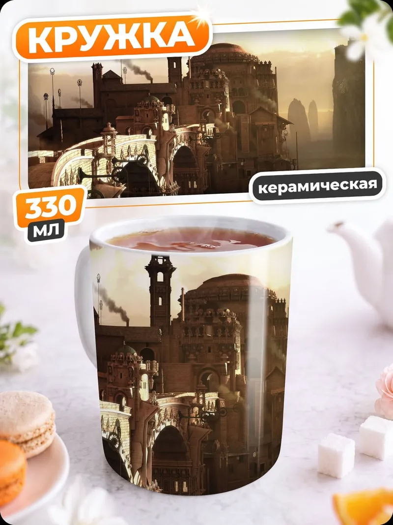 Кружка керамическая Заброшенный город в тумане