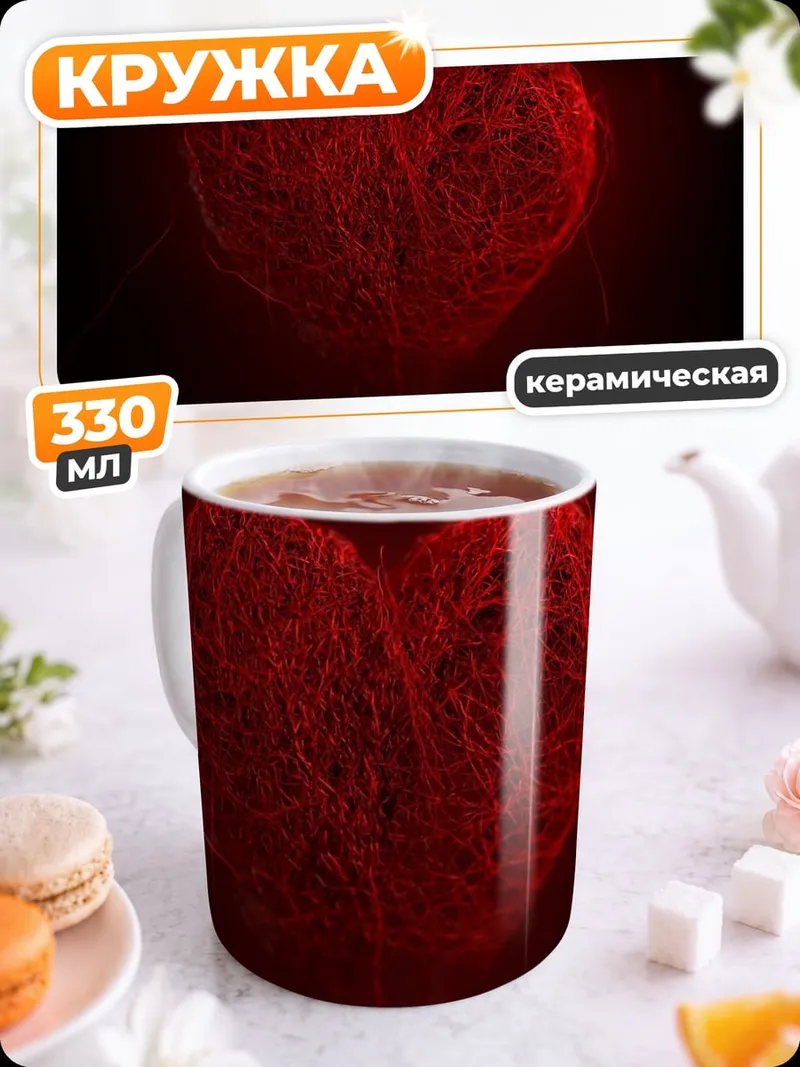 Кружка керамическая Красное сердце