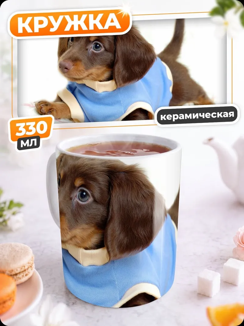 Кружка керамическая Такса в футболке