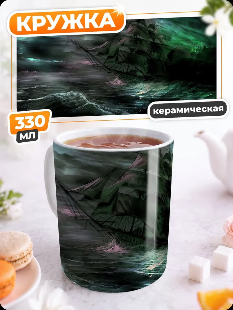 Кружка керамическая Корабль в шторме