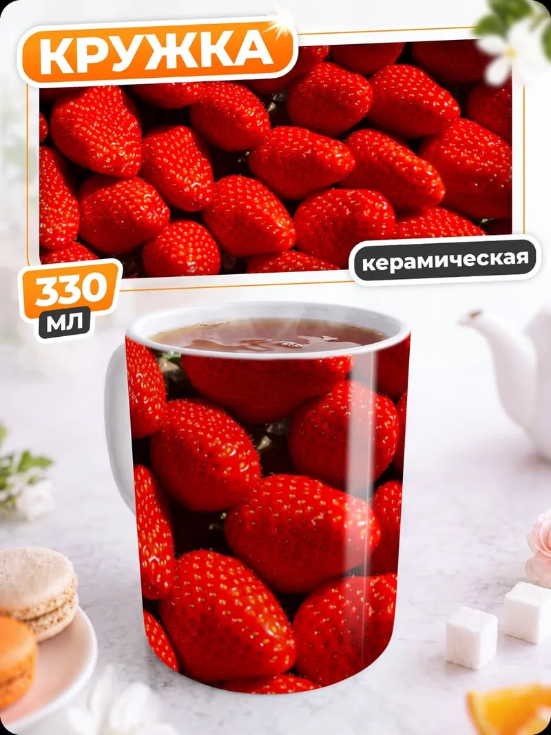 Кружка керамическая Красная клубника