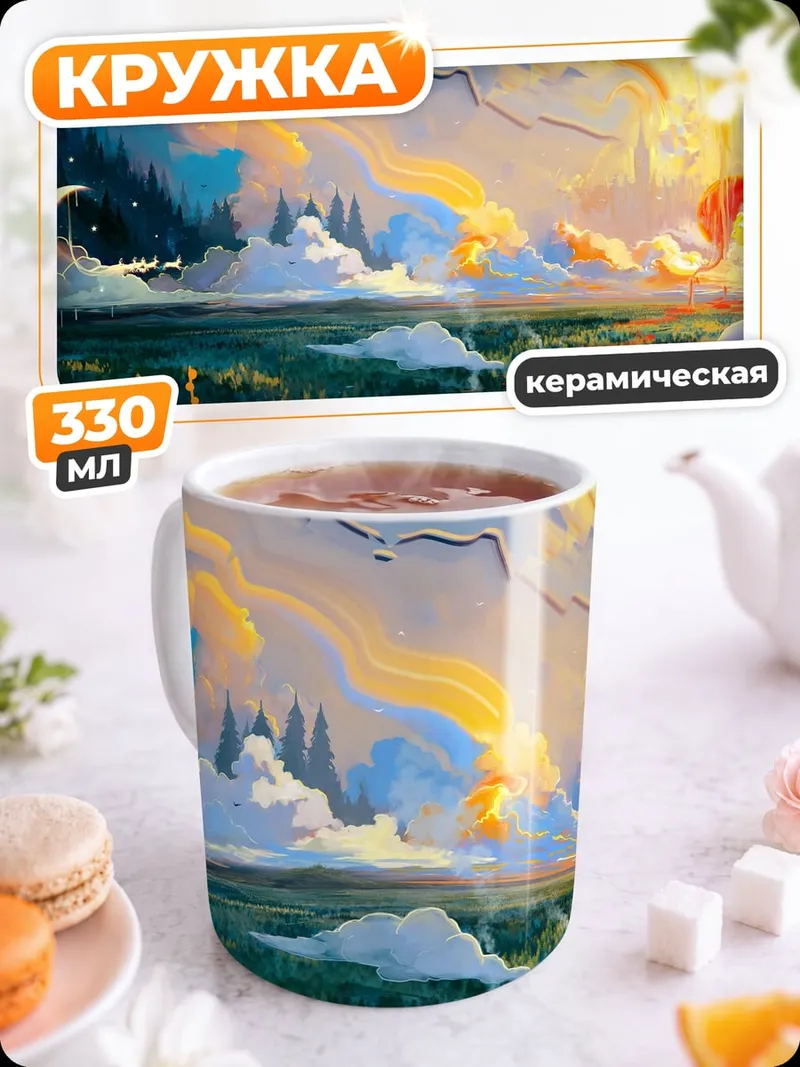 Кружка керамическая фэнтези рассвет закат