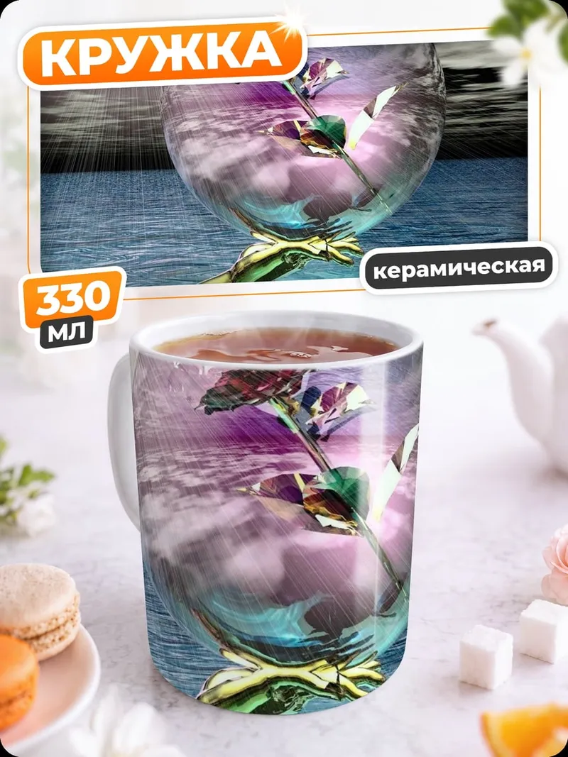 Кружка керамическая Цветок в шаре