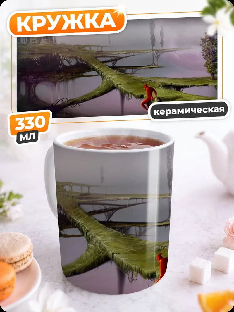 Кружка керамическая Фантастический мир мосты