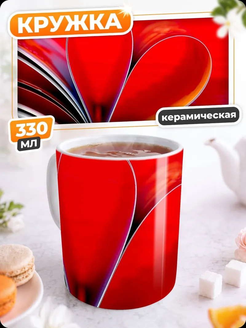 Кружка керамическая Сердце из страниц