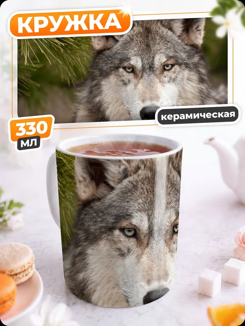 Кружка керамическая Портрет волка