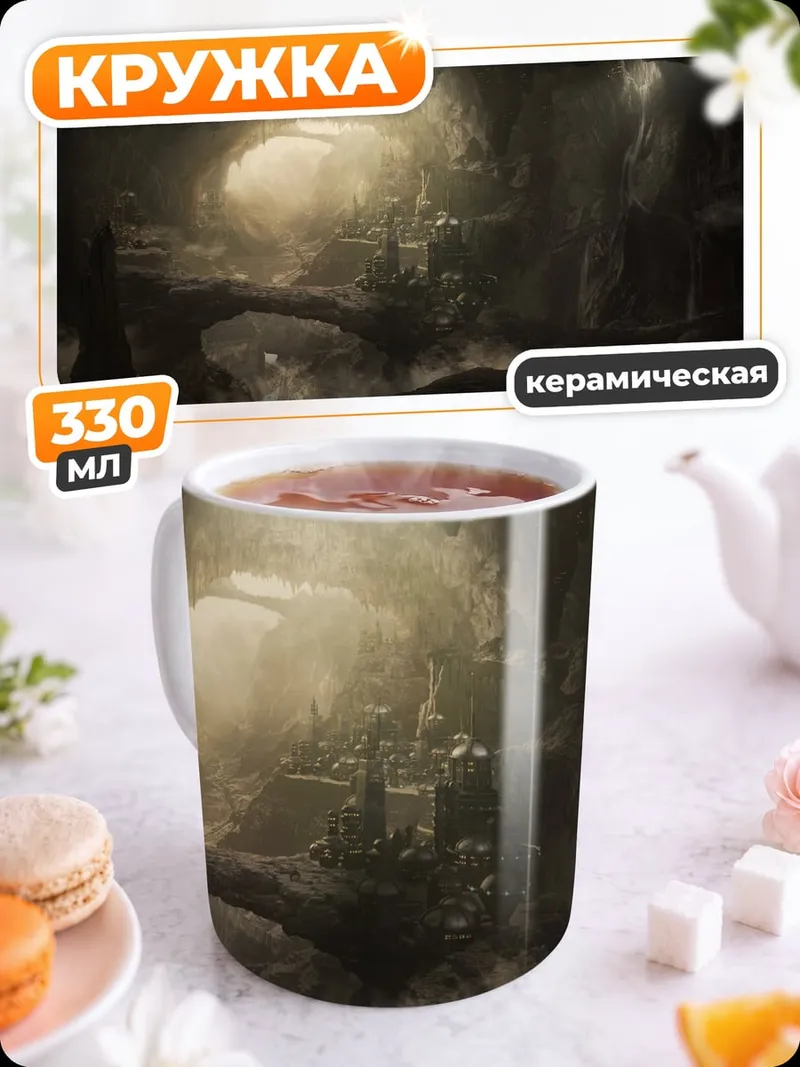 Кружка керамическая пещерный мир