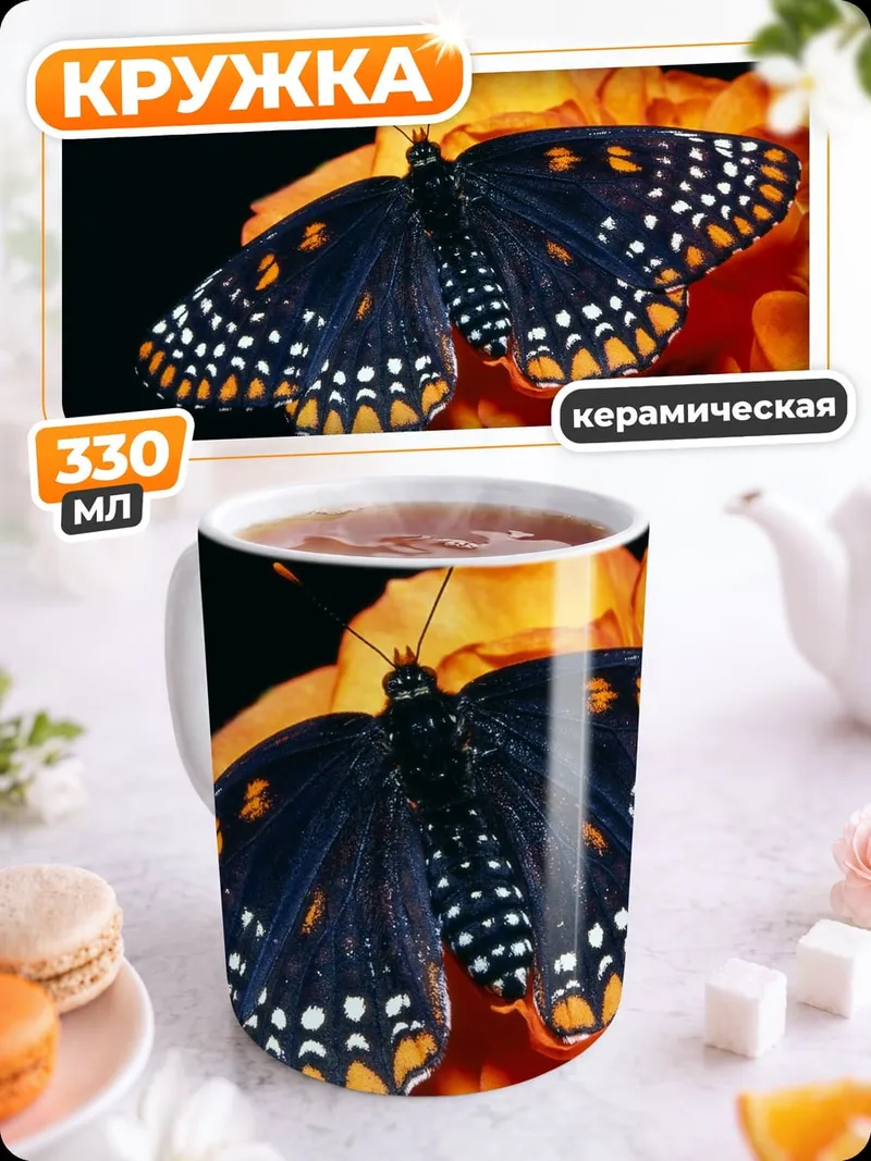 Кружка керамическая Чёрная бабочка