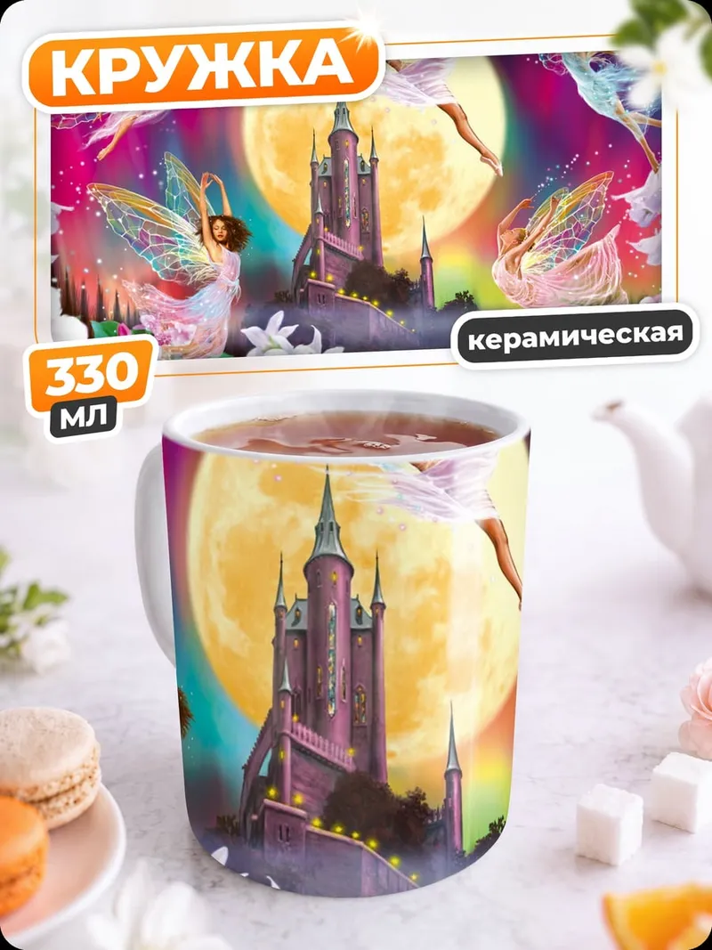 Кружка керамическая Феи у замка