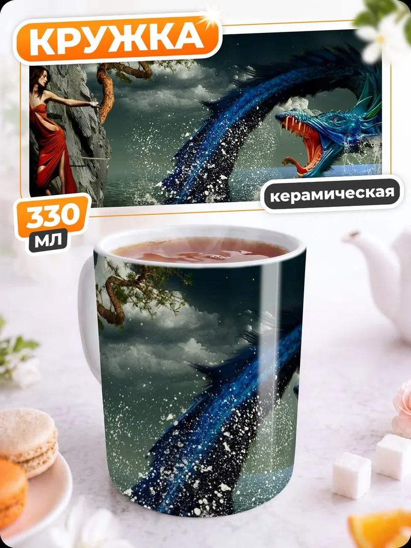 Кружка керамическая Девушка и морской змей
