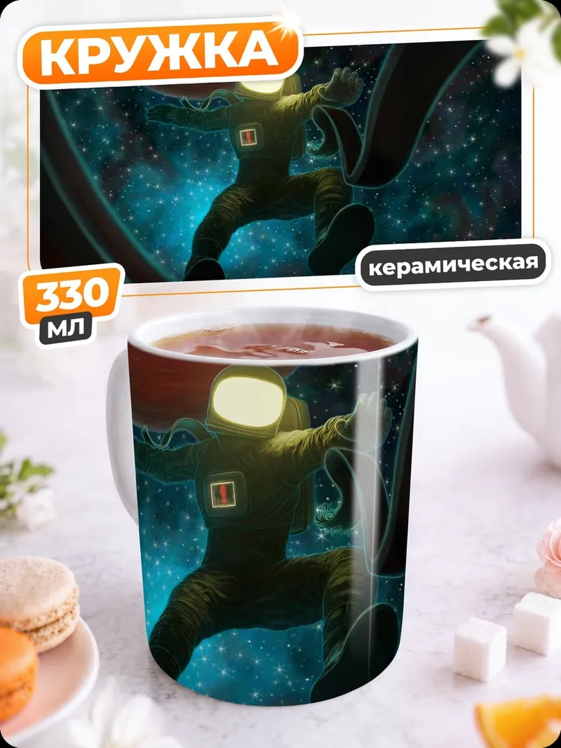 Кружка керамическая Астронавт в космосе