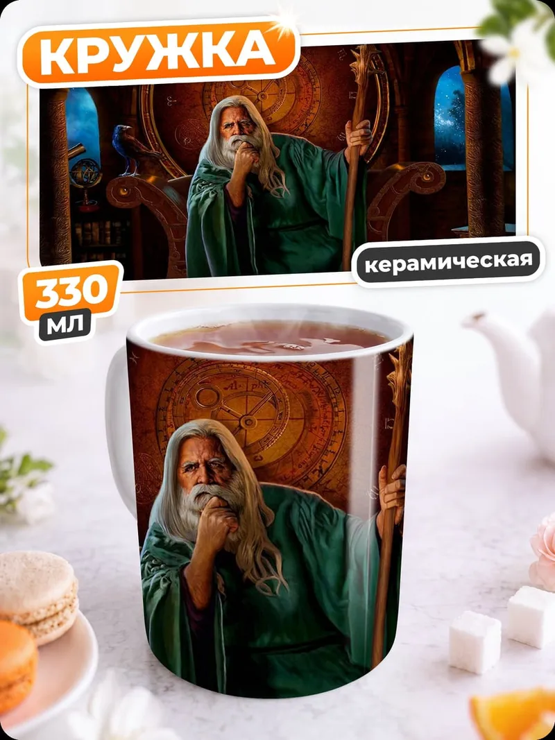 Кружка керамическая Старый маг с посохом