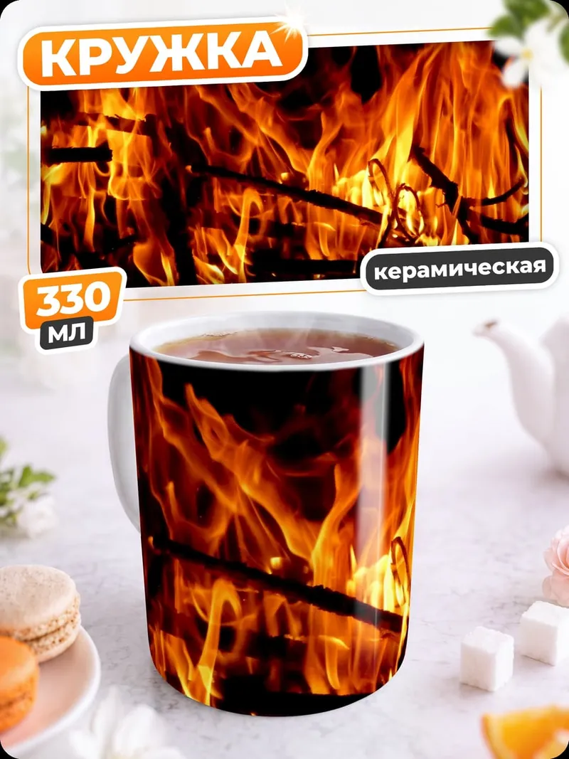 Кружка керамическая Яркое пламя костра