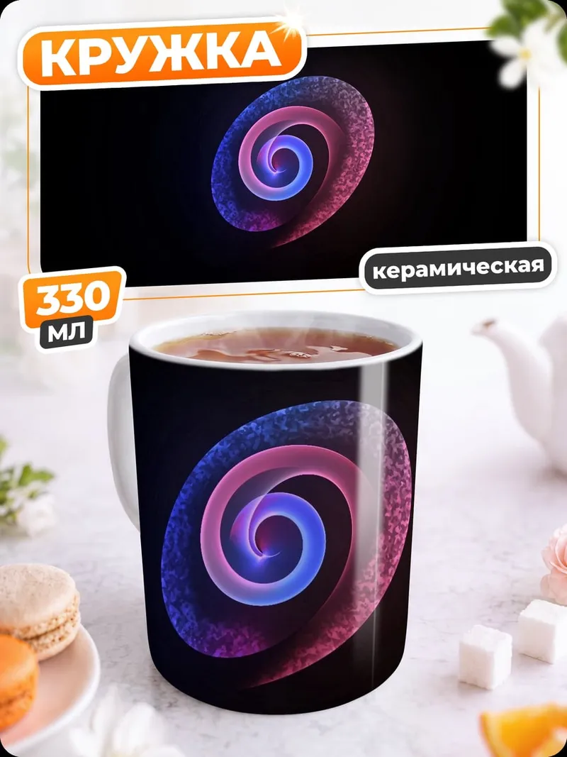 Кружка керамическая светящийся спираль