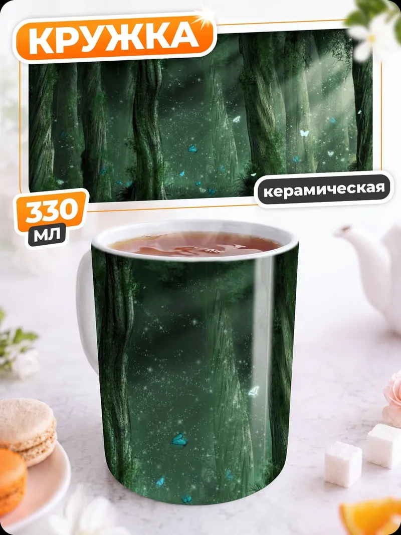 Кружка керамическая волшебный лес