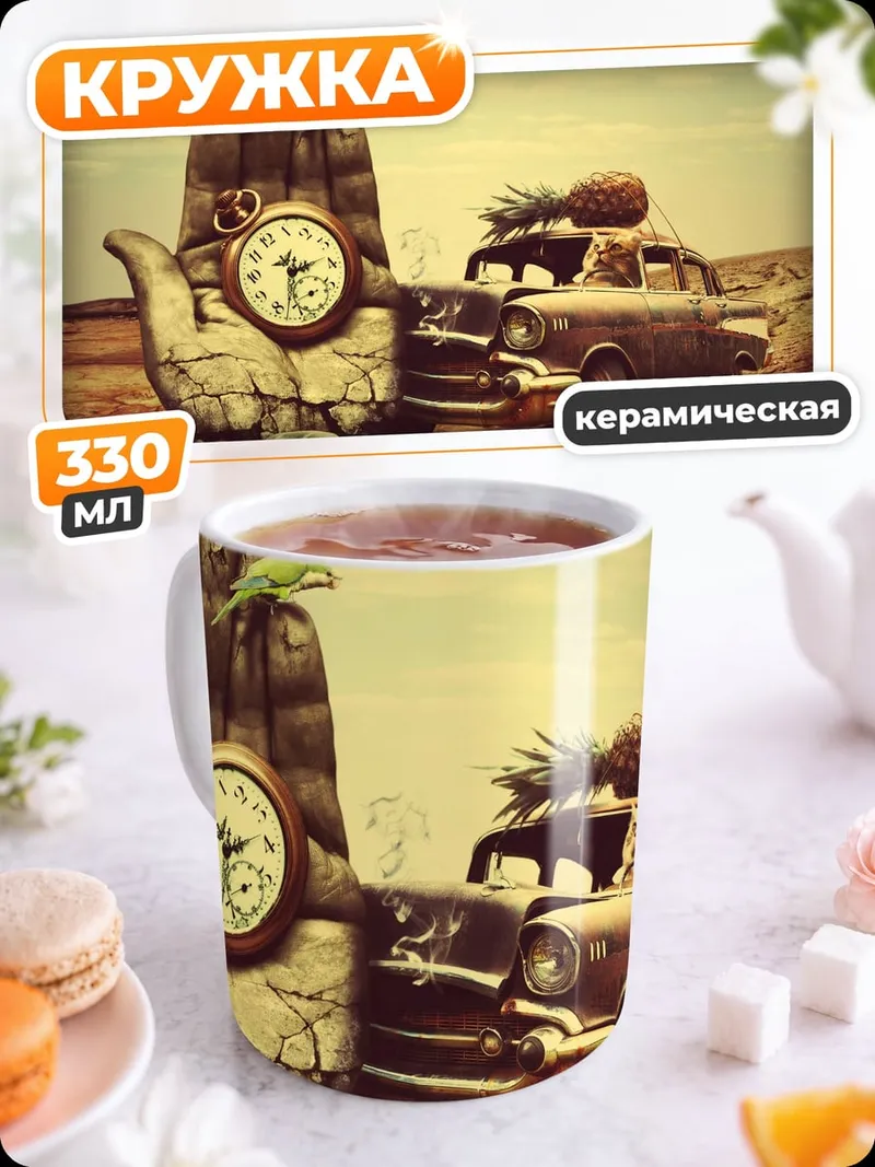 Кружка керамическая Рука держит часы