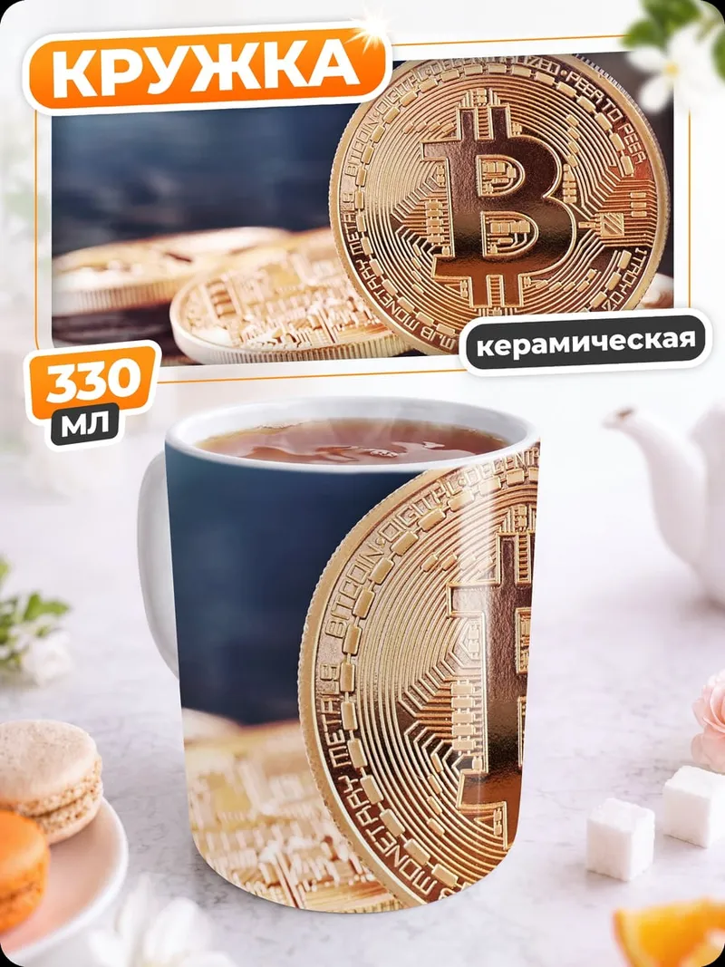 Кружка керамическая Золотой биткоин монета