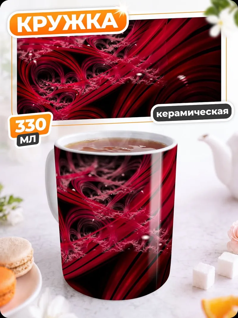 Кружка керамическая Красные спирали