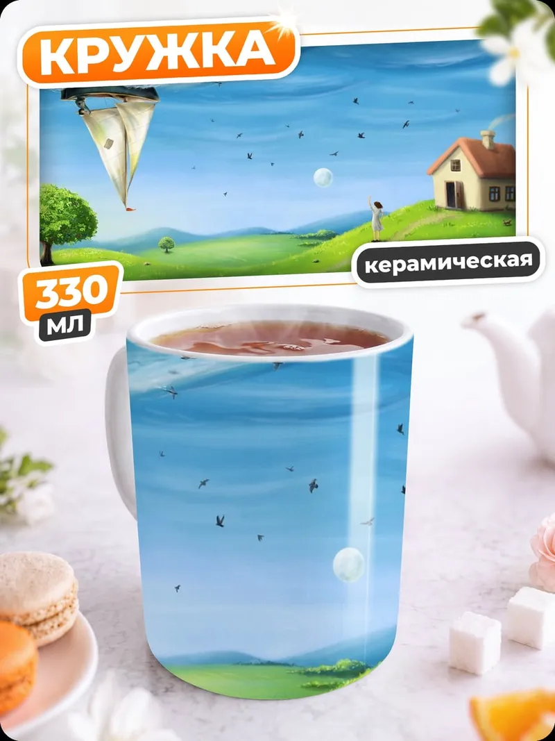 Кружка керамическая перевернутый мир