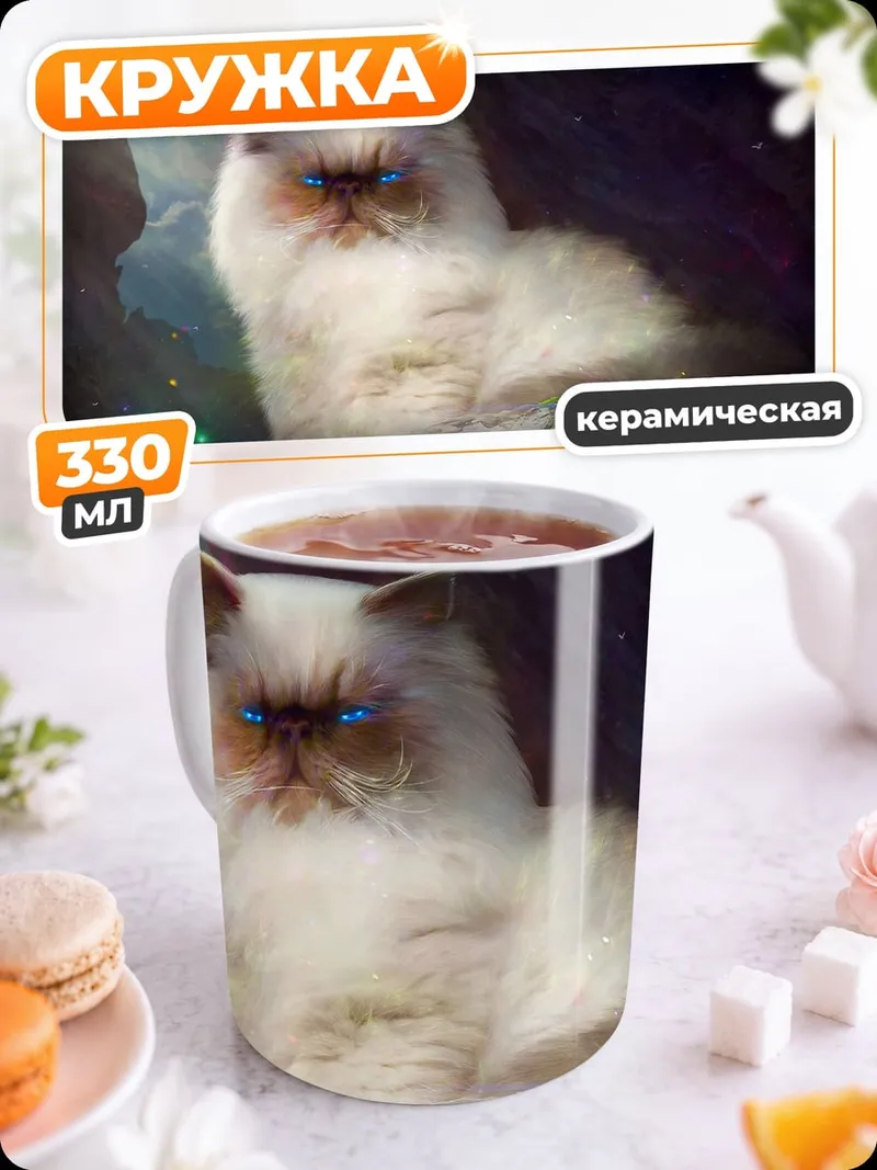 Кружка керамическая космический кот