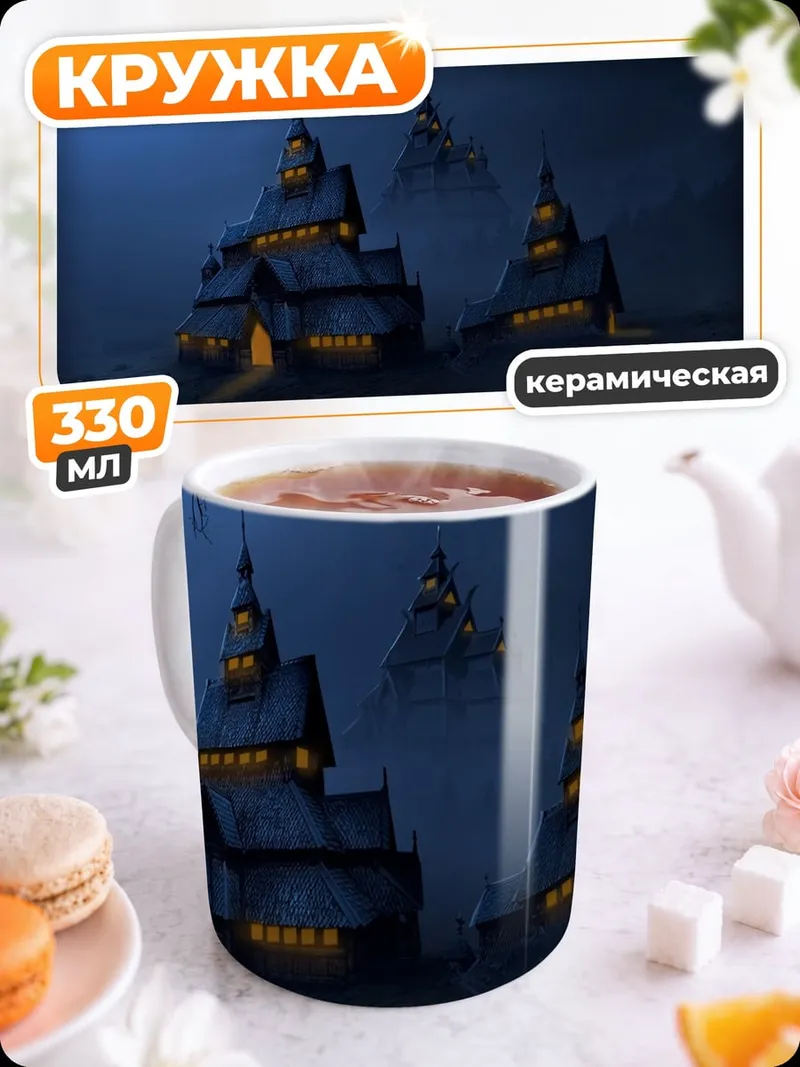 Кружка керамическая туманный замок