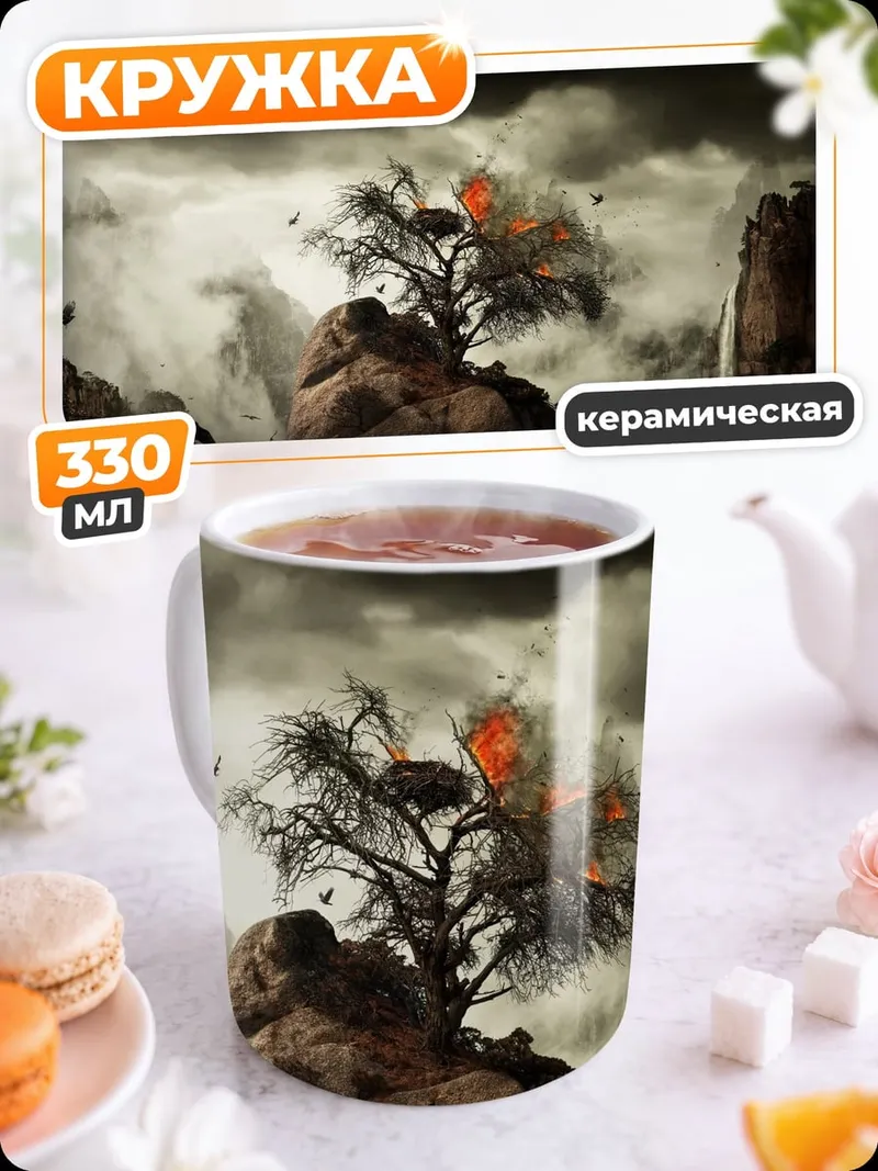 Кружка керамическая Дерево на скале
