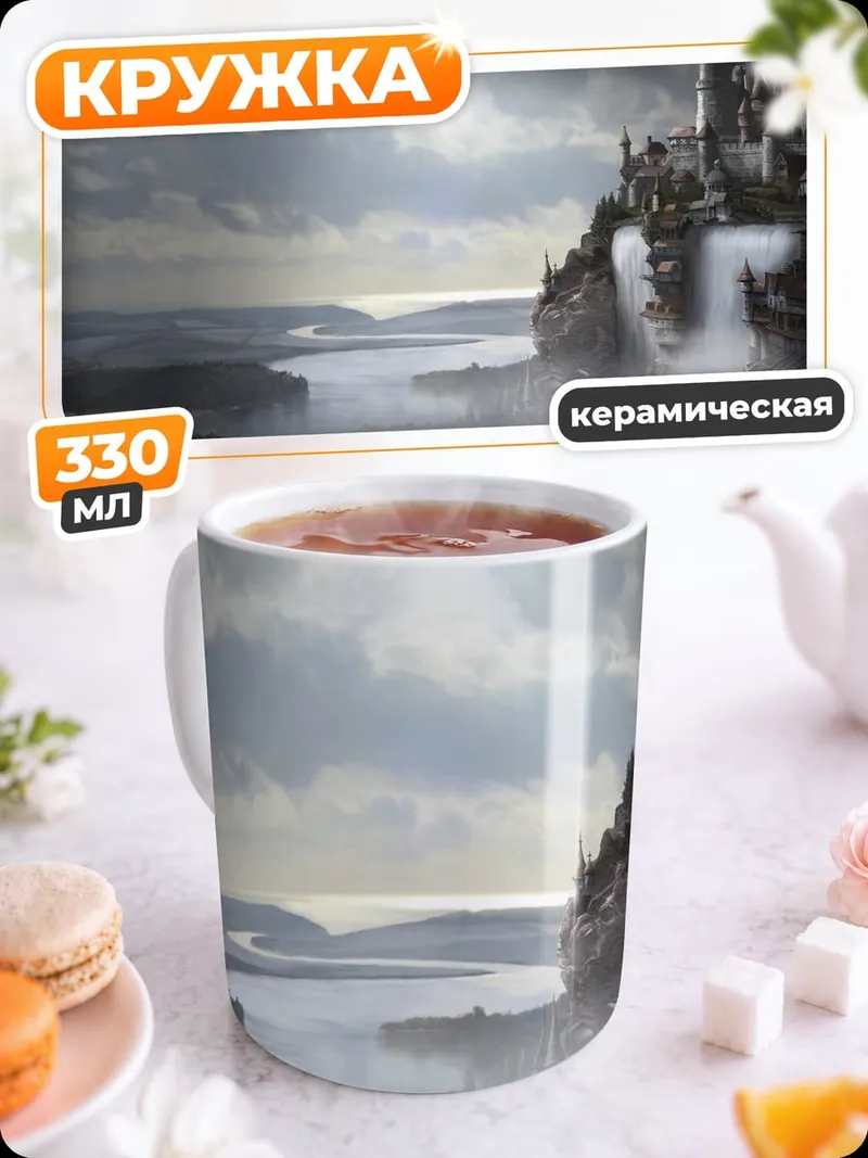 Кружка керамическая замок в облаках