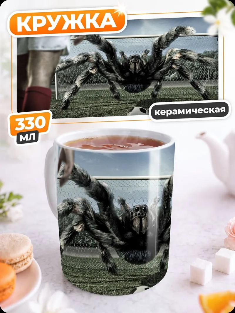 Кружка керамическая футбольный матч с пауком