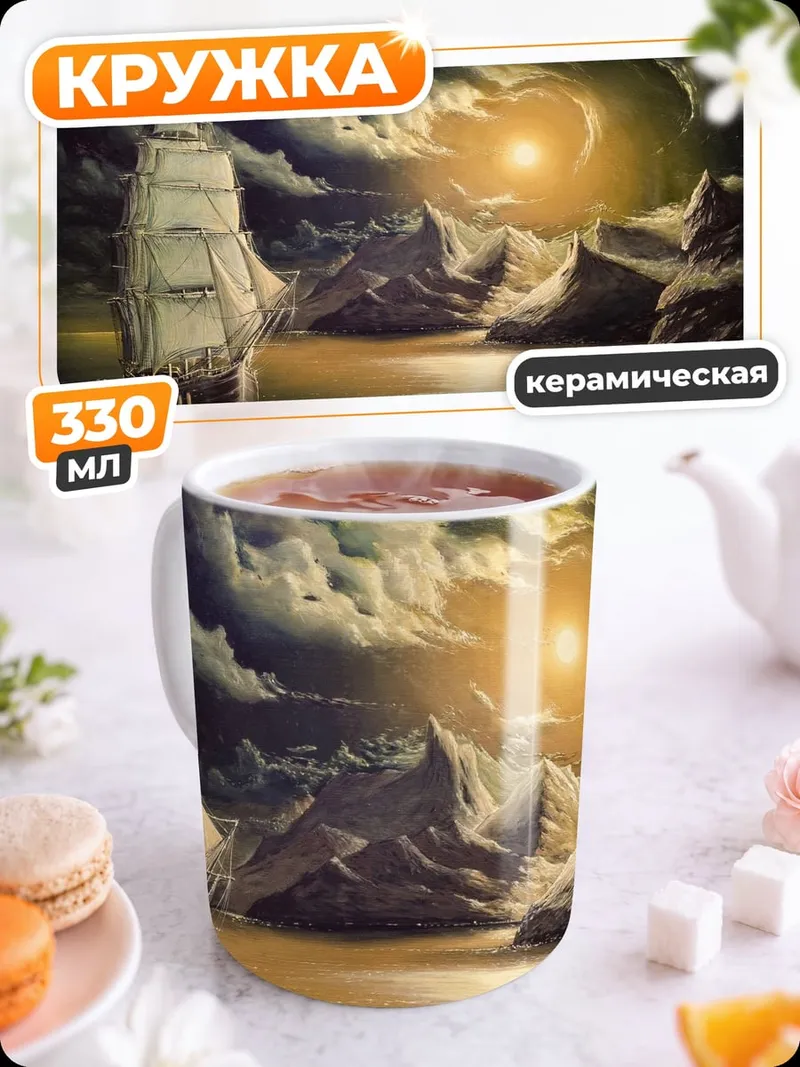 Кружка керамическая корабль в шторме