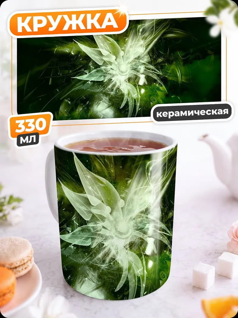 Кружка керамическая Светящийся цветок в темноте