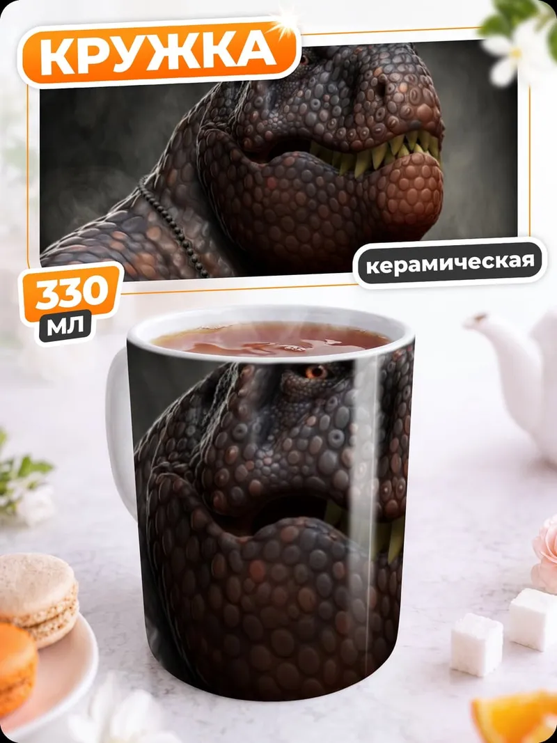 Кружка керамическая Крупный план динозавра