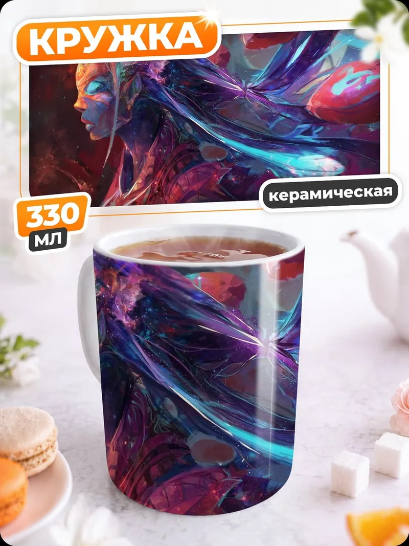 Кружка керамическая Фантастическая женщина в цветах