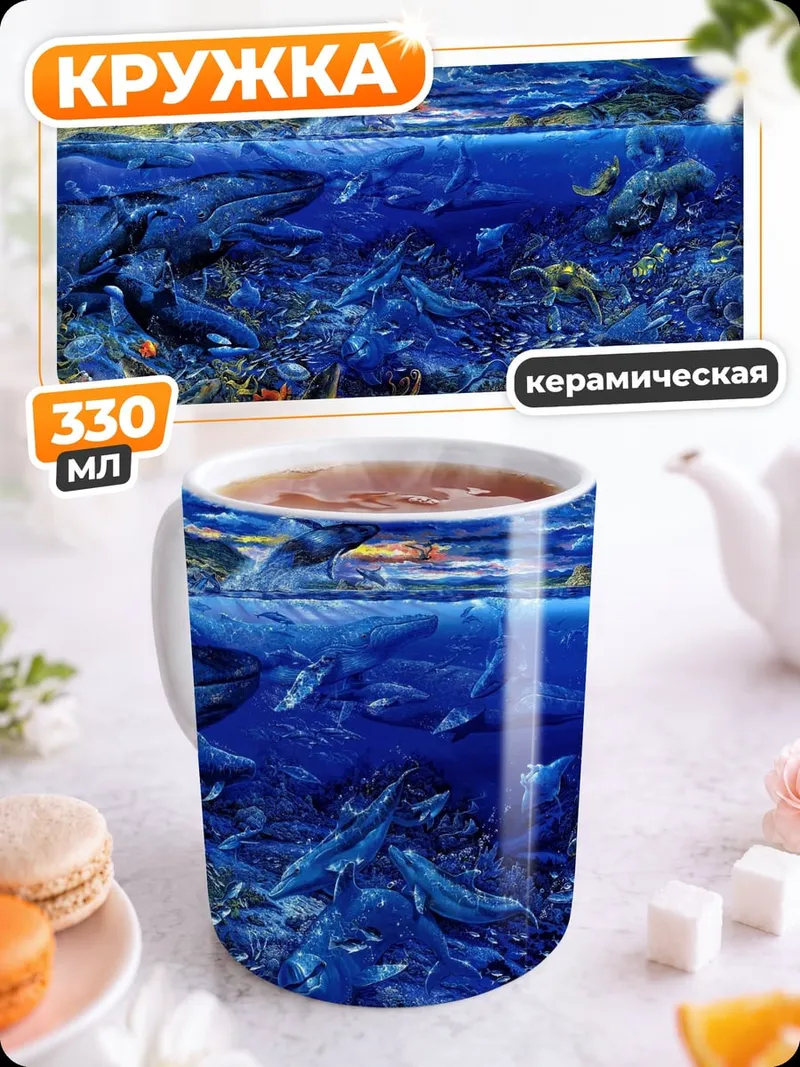Кружка керамическая Подводный мир ночью