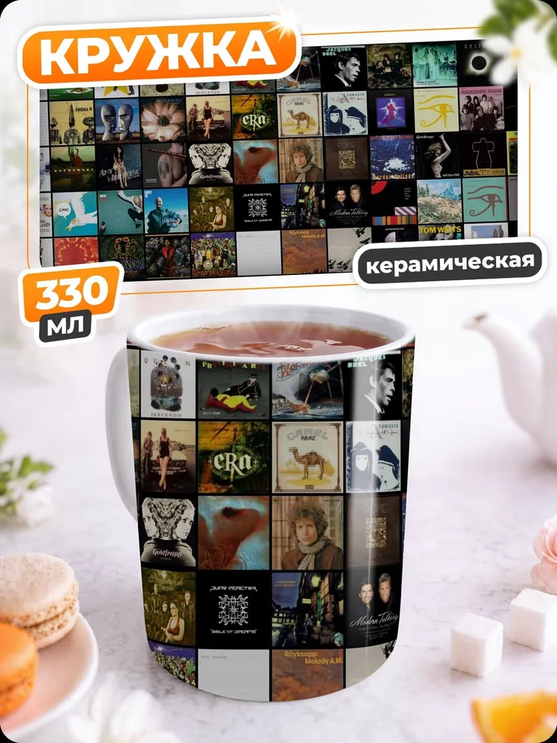 Кружка керамическая Коллаж из обложек альбомов