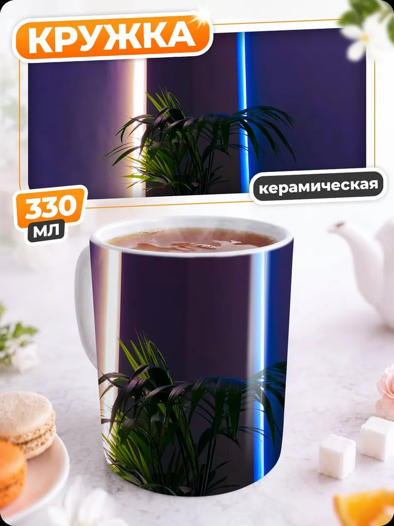 Кружка керамическая комната с подсветкой