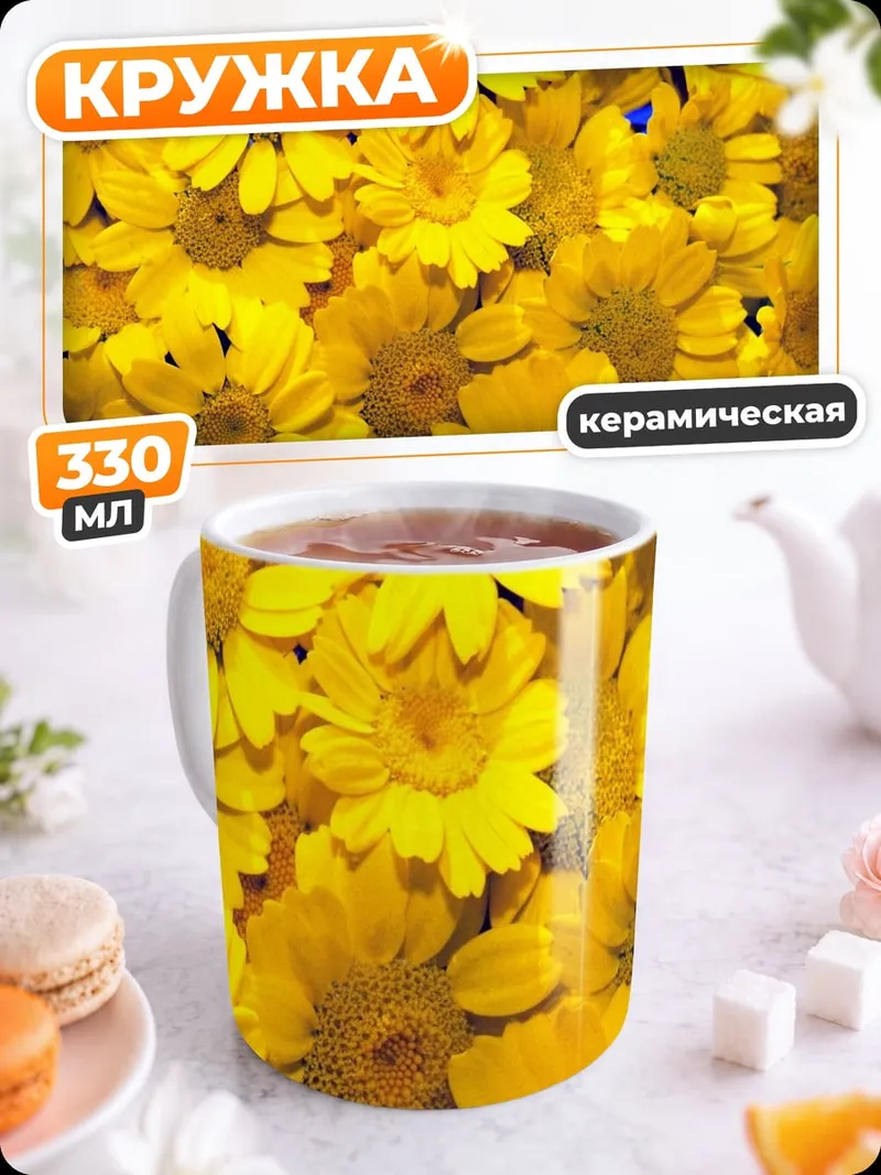 Кружка керамическая Желтые цветы
