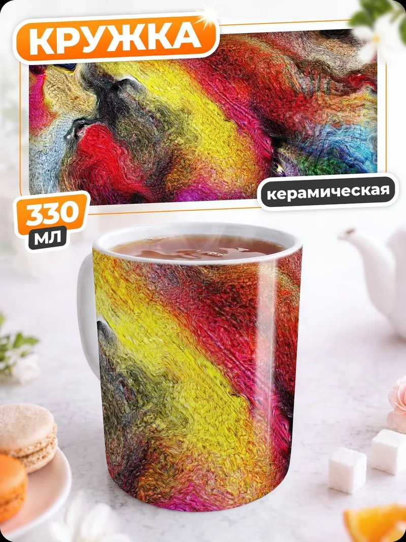 Кружка керамическая Яркие цветные нити