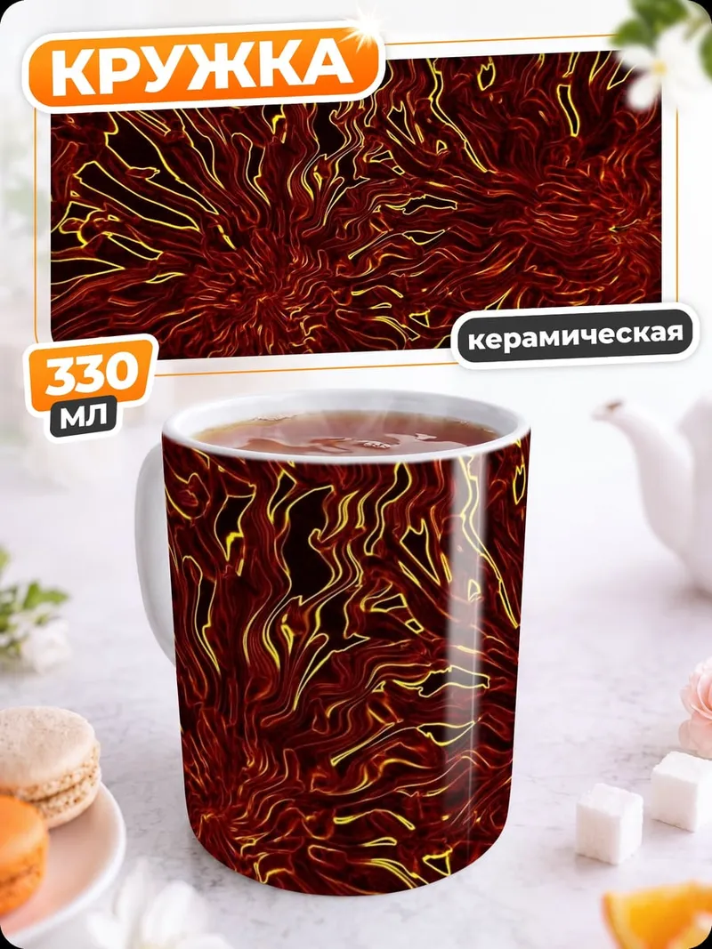 Кружка керамическая Красные цветы