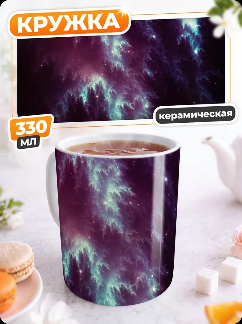 Кружка керамическая космическая туманность