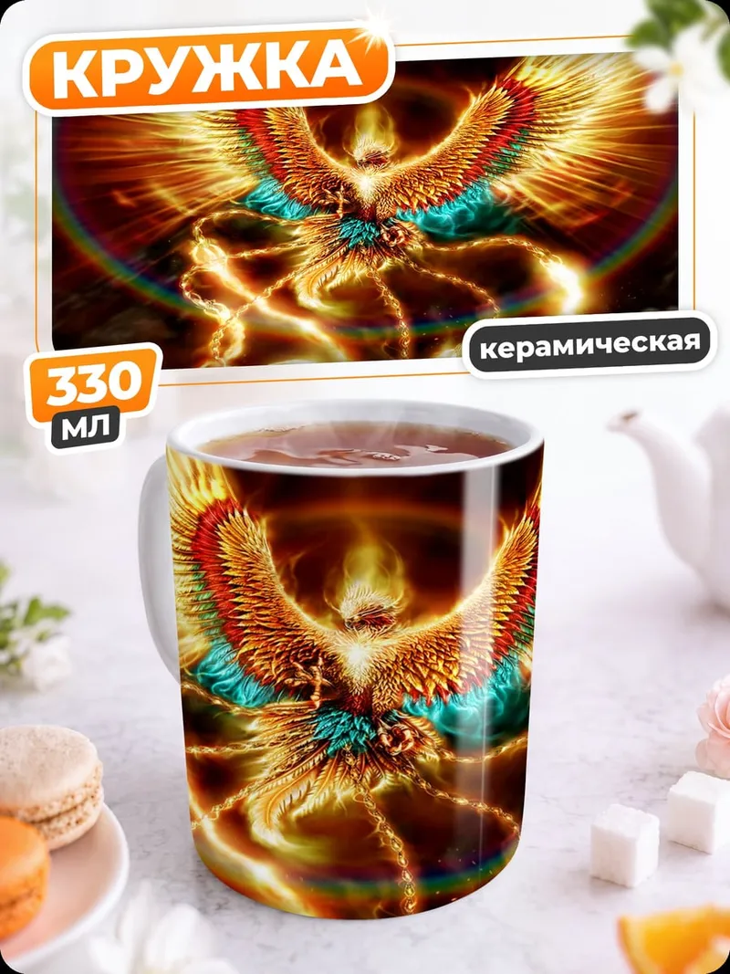 Кружка керамическая Огненный феникс возрождение
