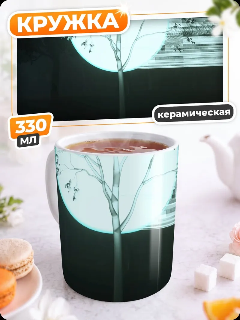 Кружка керамическая Светящееся дерево в тумане