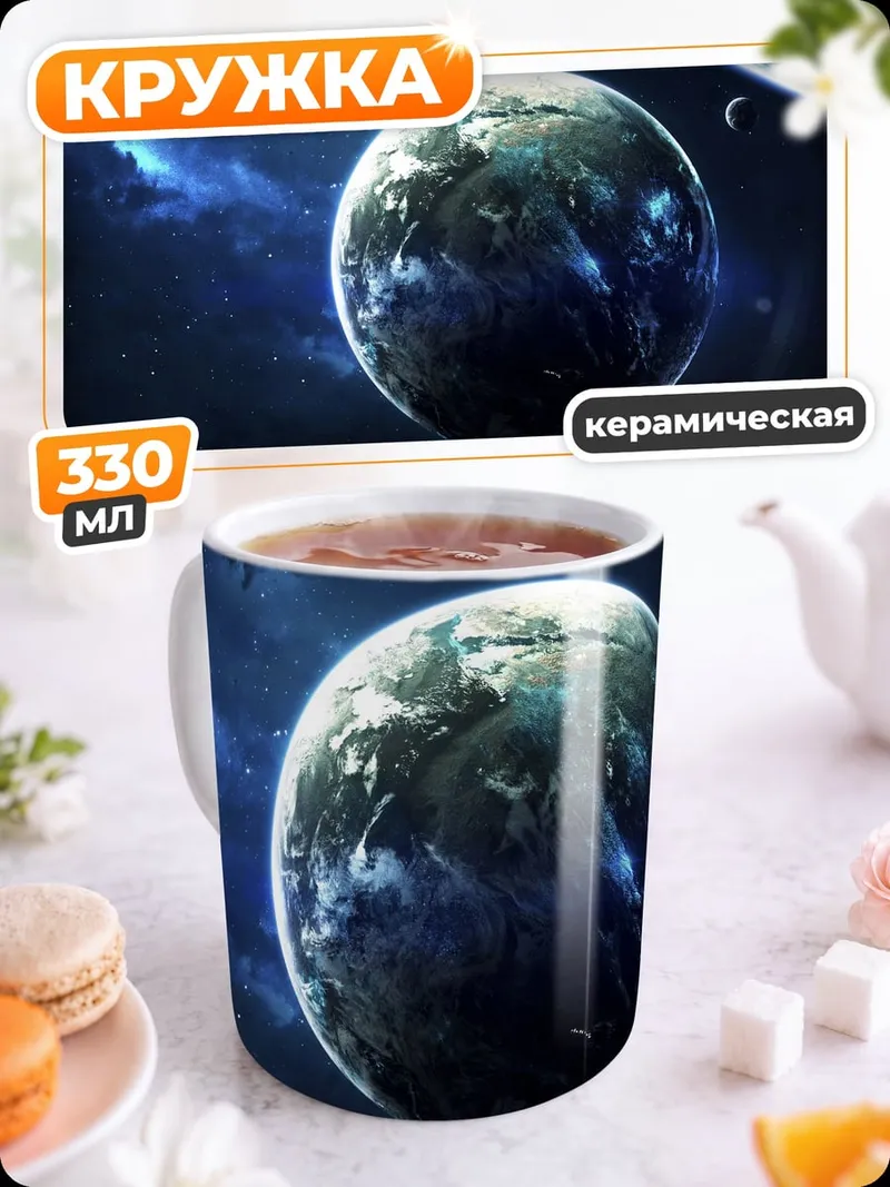 Кружка керамическая космическая планета туманность