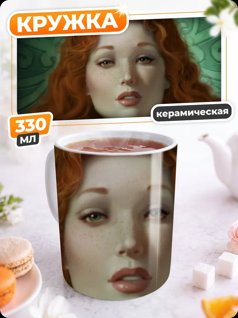 Кружка керамическая Рыжеволосая женщина